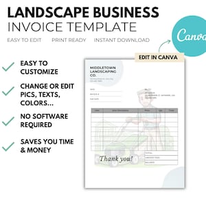 Landscaping Invoice Template: Editable Canva Design (8.5x11)