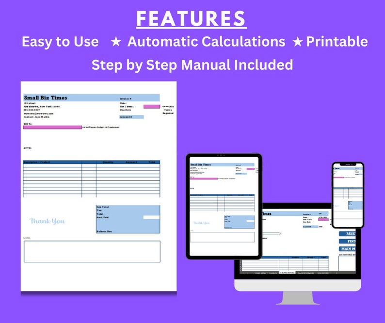 Invoice Template - Invoice Creator - Printable Invoice - Microsoft ...