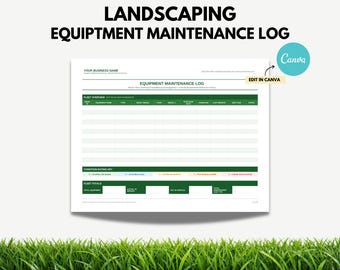 Landscaping Equipment Maintenance Log Template Canva, Fleet Service Record Tracker, Preventive Maintenance Form