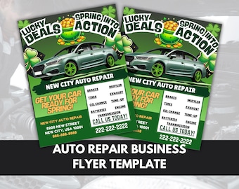 Spring Auto Repair Flyer Template | Editable Mechanic Shop Ad (Canva)
