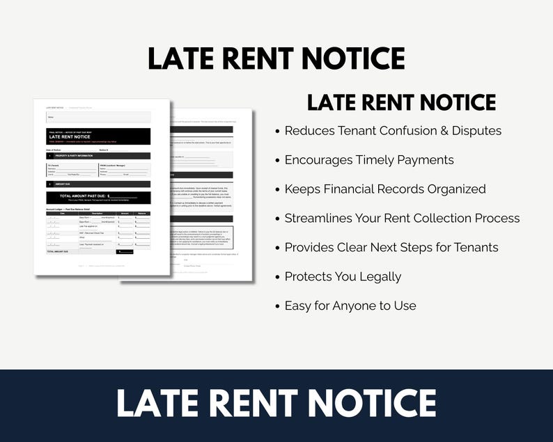 Late Rent Notice Template | Editable Rent Notice | Landlord Notice ...