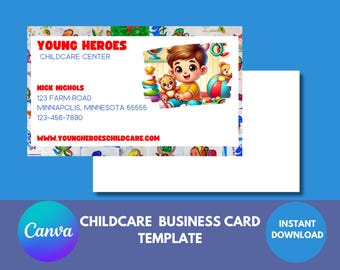 Childcare Business Card Template: Editable Canva Design (3.5x2) (Digital Download