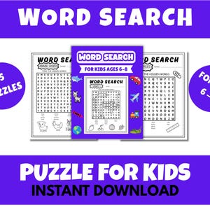 Kids Word Search Puzzle for ages 6-8 Children's word search with pictures download childcare daycare babysitting activities pdf 25 puzzles