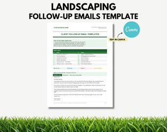 Landscaping Follow Up Email Templates Canva, Lawn Care Client Email Templates, Customer Follow Up Scripts, Editable Business Templates