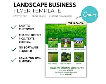 Lawn Care Flyer Template: Editable Canva Design (Digital Download 8.5x11in)