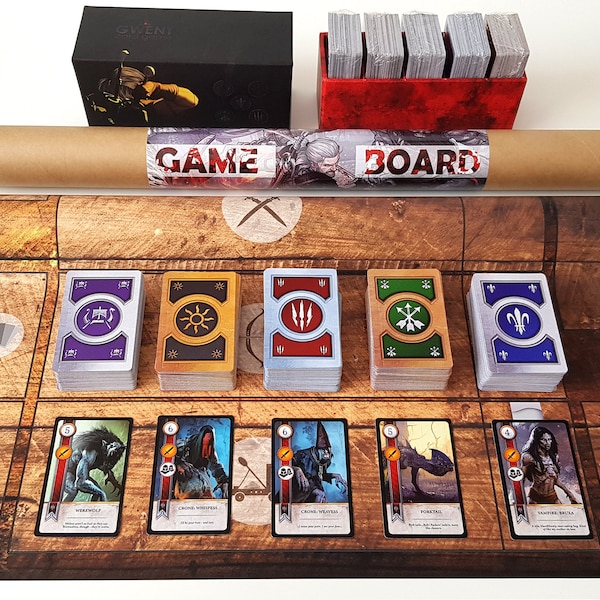 429 Karten für Gwent Premium Gwent Cards Englisch Komplettset Alle 5 Decks + Spielbrett Spielbrett PlayMat Gwynt Box mit Geralt-Grafiken