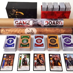 429 cartas Premium Gwent para The Witcher, juego completo en inglés, los 5 mazos + tablero de juego, tablero Gwynt, nuevo en caja con tapete de juego