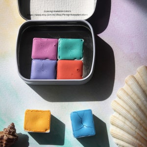 Customized watercolor palette, matte pastel watercolor travel set, paint set of 4, hobbies for adults, gift for painter, gift for her