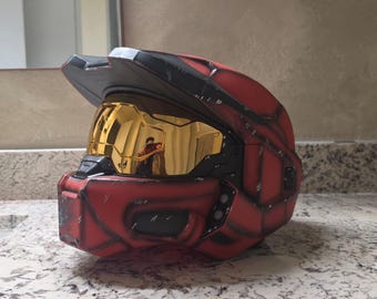 HALO Master Chief Deluxe Helmet - LED Lights on Each Side - Battle Damage Cosplay