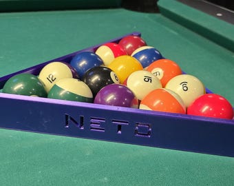 8 ball Foldable Pool Ball Rack - Foldable Pool Triangle - 3D Printed - Customizable Names & Colors