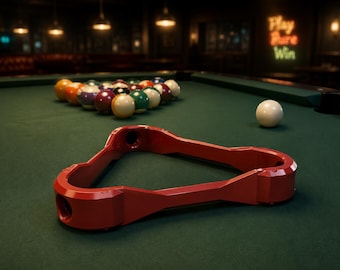 8 Pool Cue Rack - Pool Triangle - 3D Printed - Customizable Names & Colors