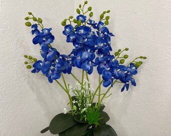 Orchid Faux Floral Arrangement, Floral Design, Orchid Home Decor, Floral Arrangement with Vase, Orchid Centerpiece, Artificial Orchid Flower