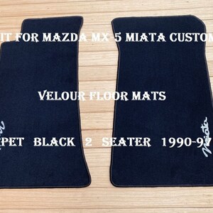 Alfombrillas de suelo aptas para Mazda MX-5 Miata, color negro, 2 piezas, años 1990 a 1997