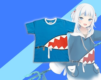 Gura Double-Sided Shark Bite Unisex T-Shirt inspired by Hololive's Gawr Gura