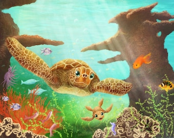 Under The Sea - Digital Illustration Art Print - Wall Art