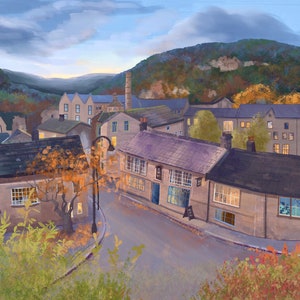 Hebden Bridge - Yorkshire - Illustrazione Digitale Art Print - Wall Art