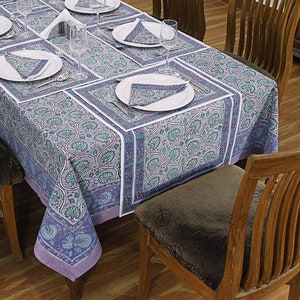 Groen en blauw Home & Living tafelkleed, tafellinnen, bruiloft tafelkleed, housewarming cadeau, feestdecor, bloementafelkleed