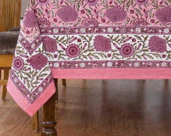 Tovaglia Floreale Rosa e Rossa, Biancheria Tavola Home&Living, Copritavolo Stile Moderno, Piano Tavolo Fatto A Mano, Tovaglia Puro Cotone