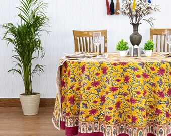 青と白の花柄のテーブル クロス、豪華なラウンド テーブル クロス
