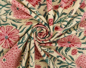 Yellow Floral Hand Block Printed Tablecloth: Indian Cotton Table Cover, Christmas Gifts
