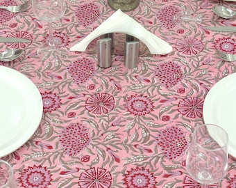 Pink and Red Floral Table Cloth, Home & Living Table Linens, Modern Style Table Cover, Round Tablecloth