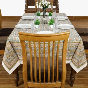 Blauw en wit tafelkleed, bruiloft tafel decor, eettafel doek, aangepaste grootte tafelhoezen, Home decor blok print servetten