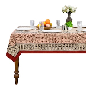 Mantel de comedor rojo y negro, cubierta de mesa rectangular, ropa de mesa boho, mantel de lujo, tapa de mesa de algodón, mantel de boda rea