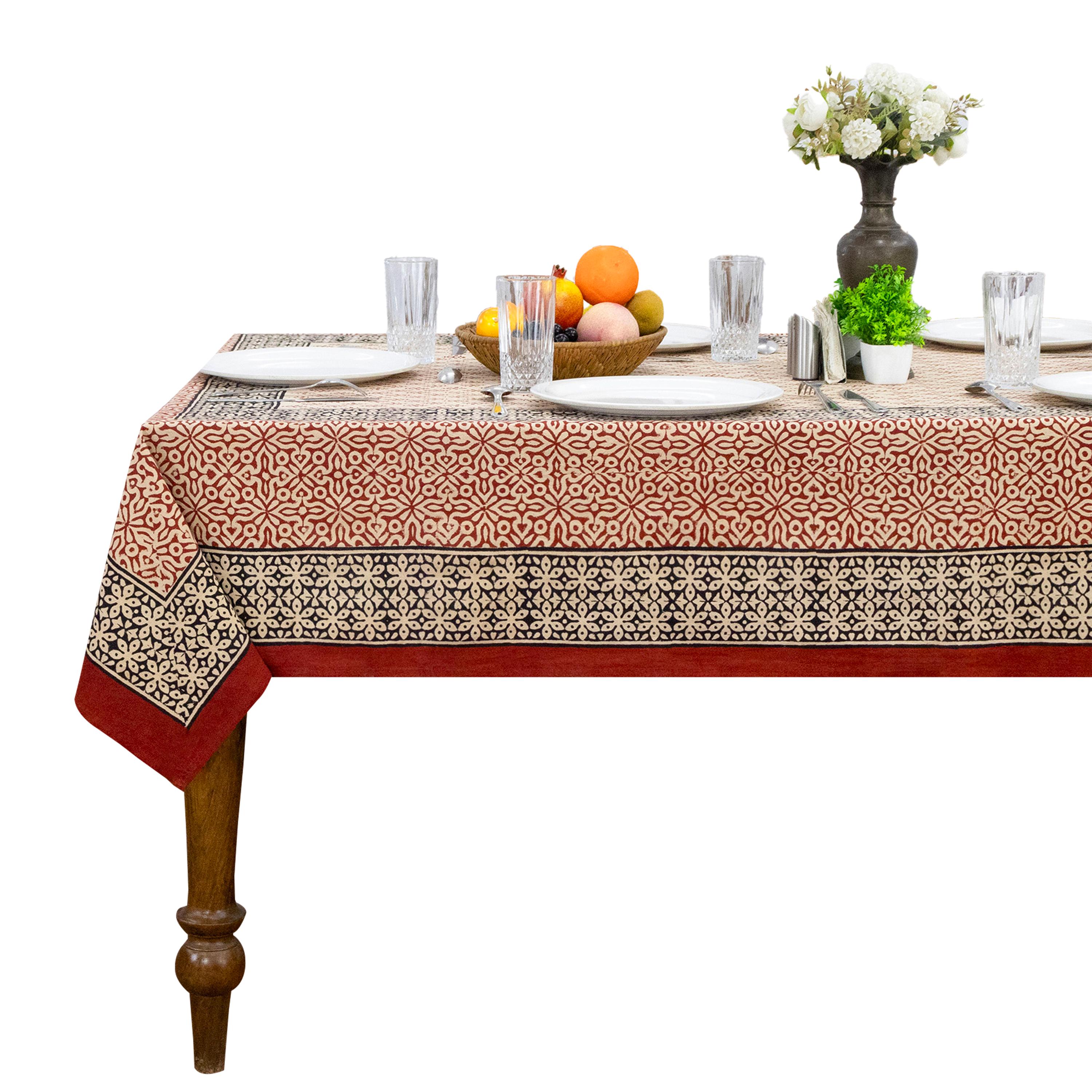 Red and Black Dining Table Cloth, Rectangle Table Cover, Boho