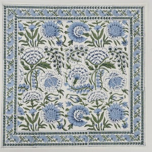 Tovaglioli di stoffa di cotone con stampa floreale a blocchi indiani blu e verdi Regalo personalizzato per la casa, il matrimonio, la casa,