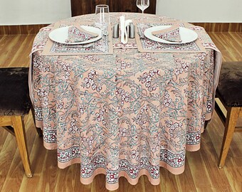 Dark Vanilla and Red Floral Linen, Indian Block Print, Elegant Wedding Decor, Valentines Gifts