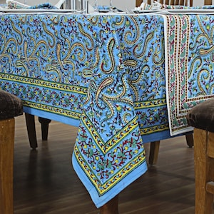 Dining Tablecloths, Cotton Table Cover, Wedding Table Linens, Block Printed Napkins, Wedding Party Décor, Gift for Her