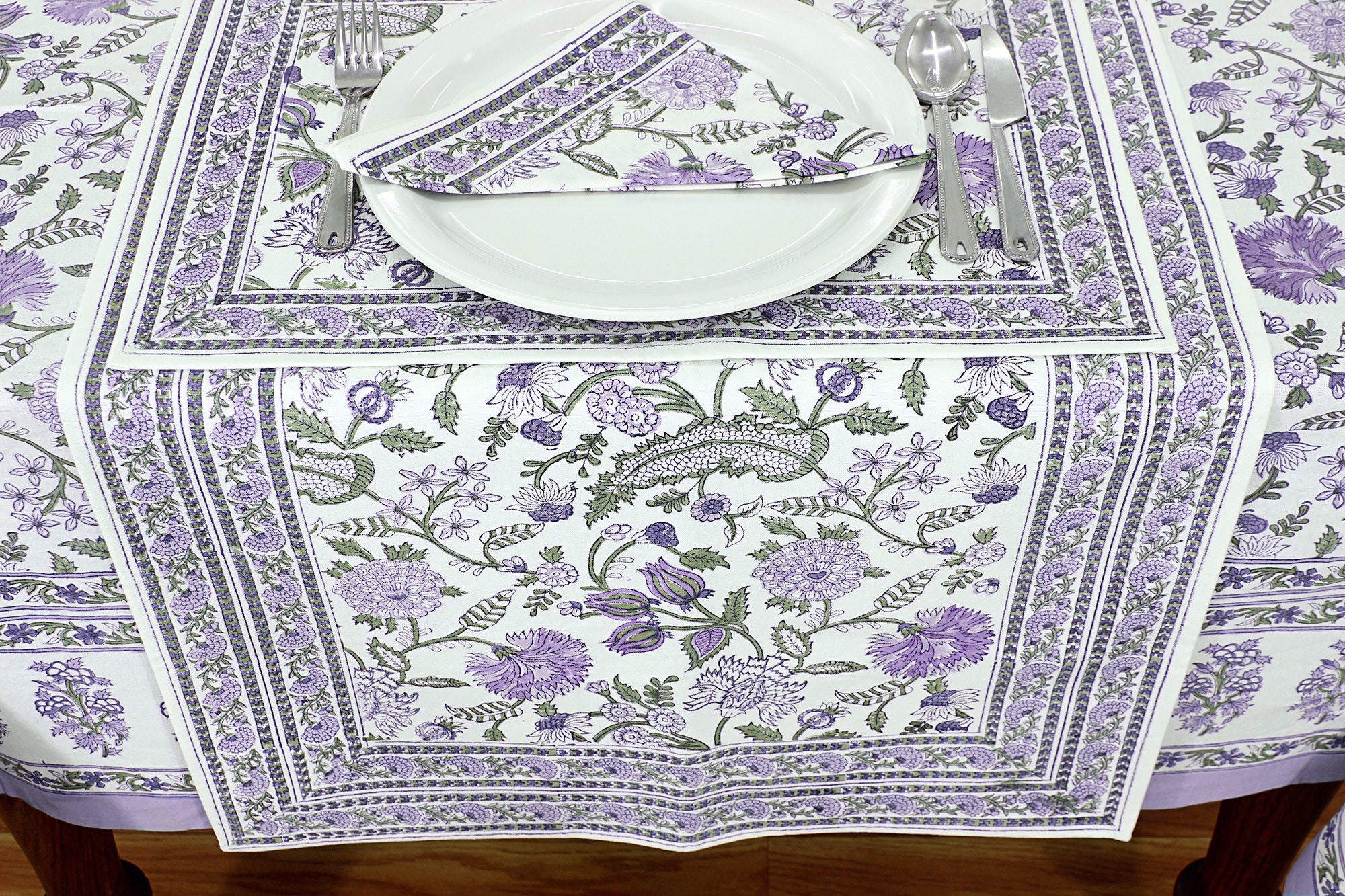 Purple and Green Leaf Printed Table Cloth, Kitchen \u0026 Dining Table Cover,  Party Decor, Floral Table Cloth, Table Linens, French Table Cloth - Etsy, image size:2000x1333