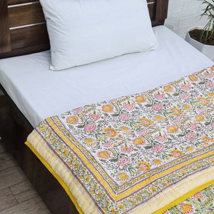 Yellow and Green Indian Hand Block Floral Printed Cotton Quilts Reversible Jaipuri Razai King Quilts Queen Size Quilts Gifts for Dad
Handmade Razai
Cotton Quilt Razai
Reversible Razai
Throw Quilted 
Boho Hippie Quilt
Blanket Razai
Housewarming Gifts