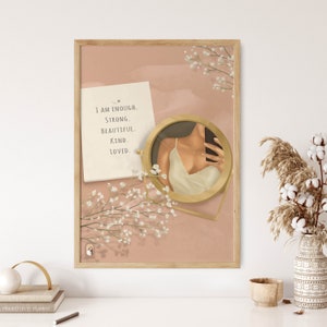 I Am Enough Empowered Woman Digitale Illustration - Download vertikales Poster A3, A4, A5, A6