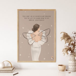 Be a Butterfly Empowered Woman Digitale Illustration - Download vertikales Poster A3, A4, A5, A6