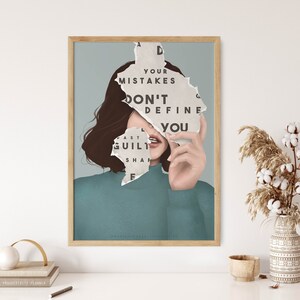 Los errores no te definen Cartel feminista con cita empoderadora - descargar A3, A4, A5, A6