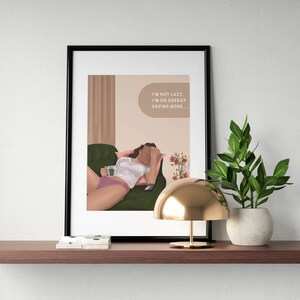 Energieeinsparmodus Frau Digitale Illustration - Vertikales Poster herunterladen A3, A4, A5, A6