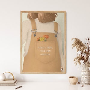 Bring Your Own Sunshine Empowered Woman Digitale Illustration - Download vertikales Poster A3, A4, A5, A6