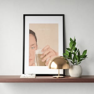 Coffee Please Empowered Woman Digitale Illustration - Vertikales Poster herunterladen A3, A4, A5, A6