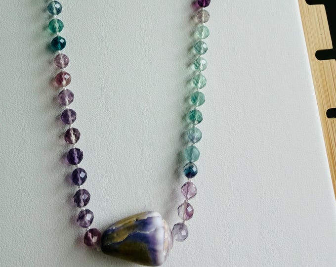 Rainbow Fluorite + Hawaiian Cone Shell Necklace