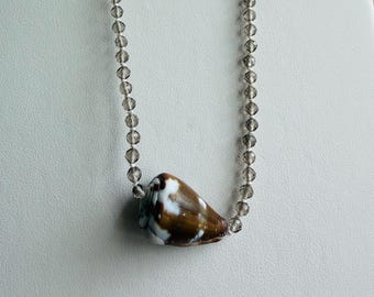 Smoky Quartz + Hawaiian Cone Shell Necklace