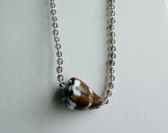 Smoky Quartz + Hawaiian Cone Shell Necklace