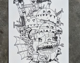 Howl's Moving Castle Studio Ghibli print 5x7 or 8x10