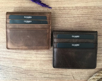 Minimalist Wallet,, Custom Engraved Leather Card Holder, Slim Minimal Small Leather Wallet, Gift for Men Women