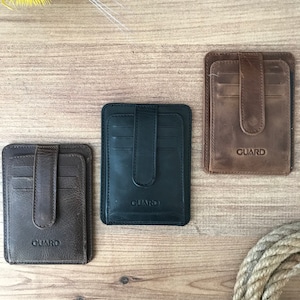 Portafoglio in pelle minimalista inciso personalizzato, porta carte, portafoglio sottile in pelle piccola minimale, regalo per uomo donna