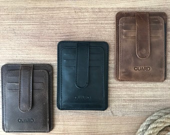 Portefeuille porte-cartes en cuir gravé personnalisé : design mince et minimaliste
