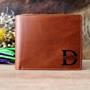 Cartera triple personalizada para hombre, regalo para padrinos de boda, cartera grabada personalizada