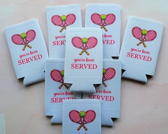 Personalized Tennis Skinny Can Cooler: 'You've Been Served' Party Favor