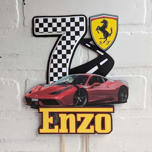 Personalized Ferrari Cake Topper: Sports Car Cake Topper, Personalized Cake Topper, Luxury Car Theme Party, Ferrari | Car Lover Birthday