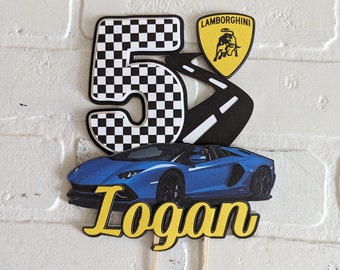 Sports Car Cake Topper, Personalized Cake Topper, 3D Cake Topper, Luxury Cars Theme Party , Lamborghini cake topper | Car Lover Birthday